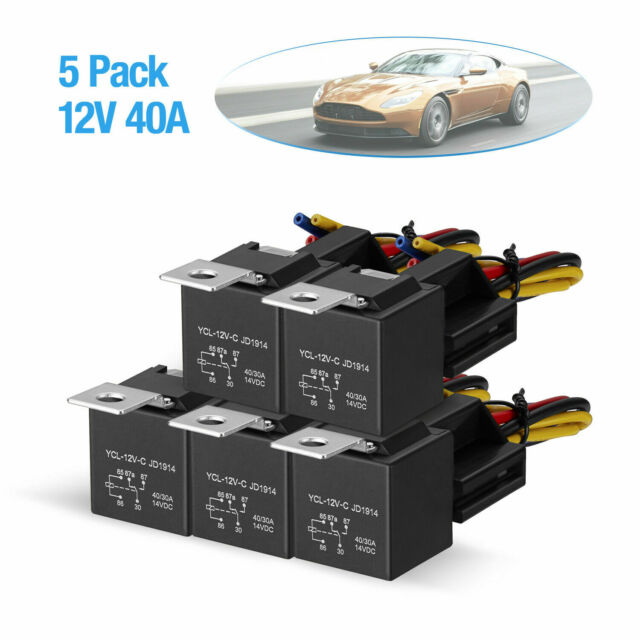 5Pin Automotive Car Relay Switch SPDT Harness Socket Waterproof 40A DC 12V 12AWG