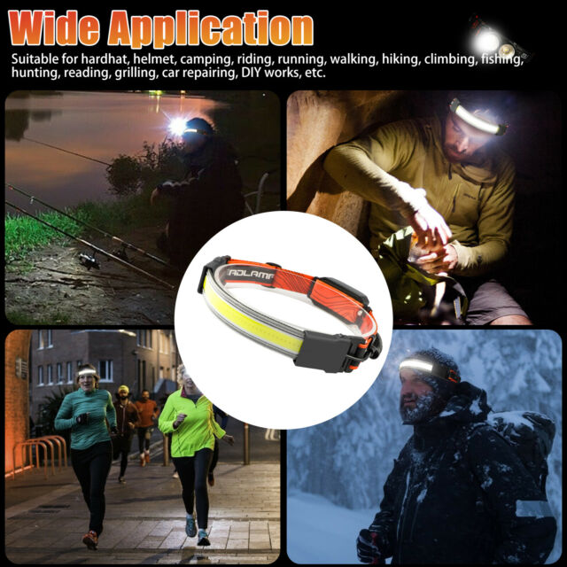 COB LED Headlamp Headlight Torch Flashlight Red Tail Light Head Band Lamp 3 Mode