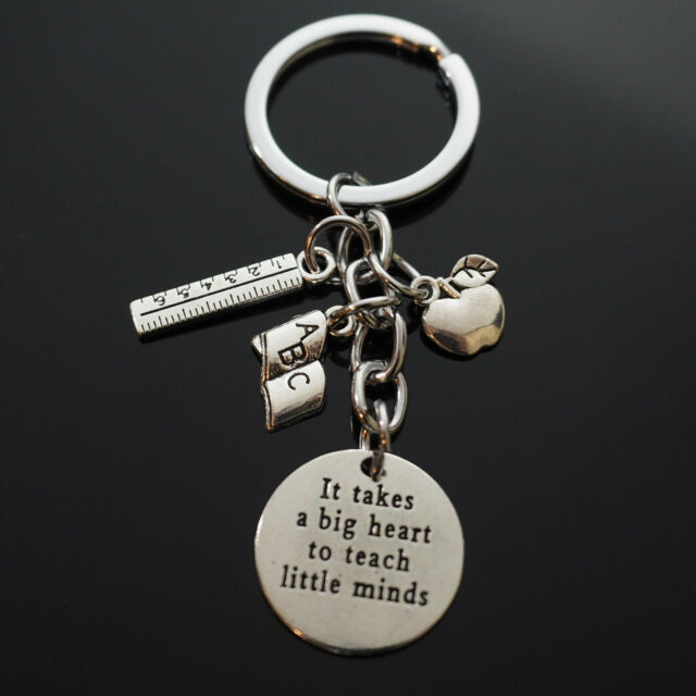 Teacher Love Thanks Student Keychain Key Chain Ring Big Heart Little Minds Gift