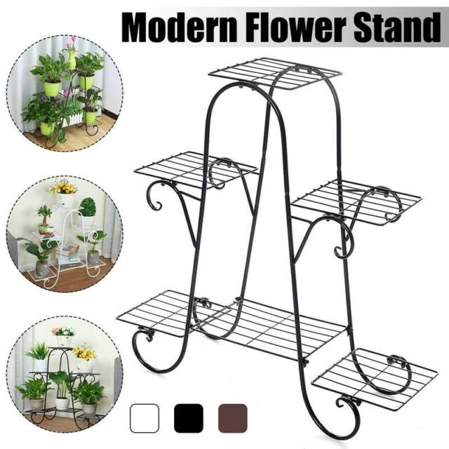 USA 6Tiers Metal Plant Stand Flower Pot Display Holder Shelf Home Garden Balcony