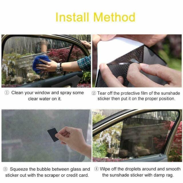 2Pcs Car Sun Shade Cover Rear Window Side Block Static Cling Visor Shield Screen