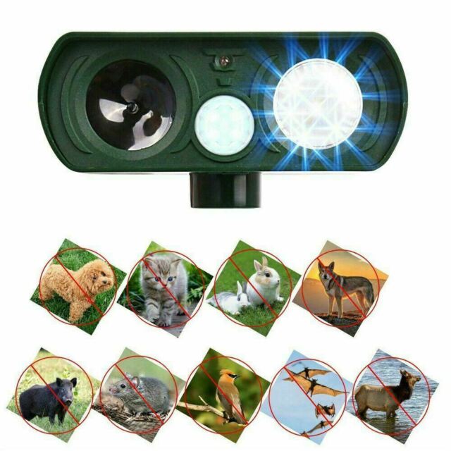 2PK Animal Repeller Ultrasonic Solar Power Outdoor Pest Cat Mice Sensor PIR US