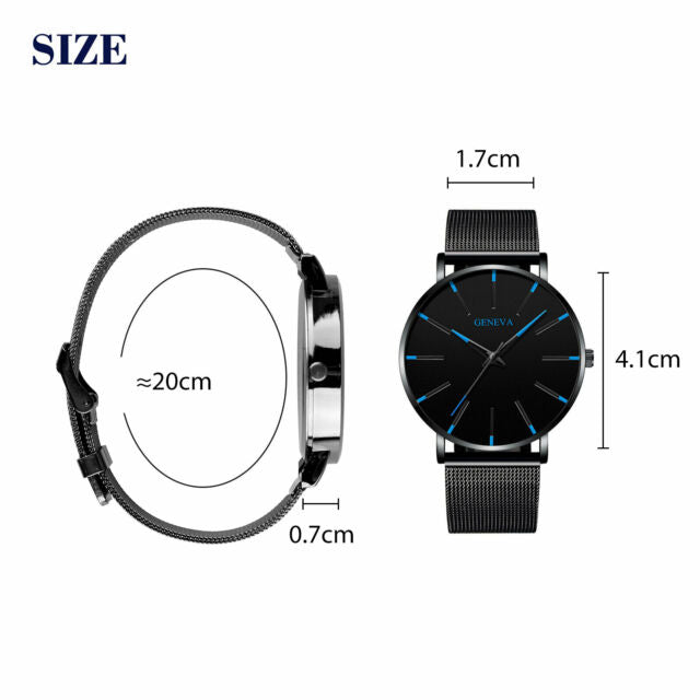 Waterproof Men's Watch Stainless Steel Quartz Analog Wristwatches Sport Fashion