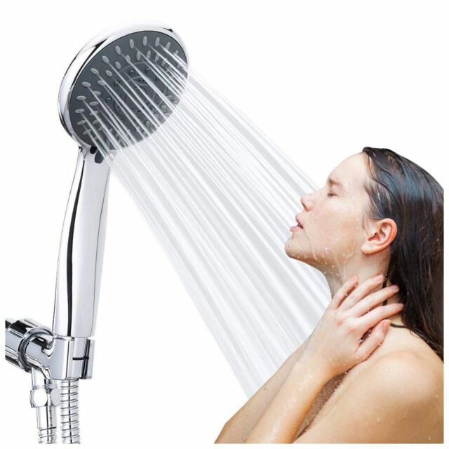 5FT Long Shower Hose /5 Setting Shower Head High Pressure Bathroom Hand Held