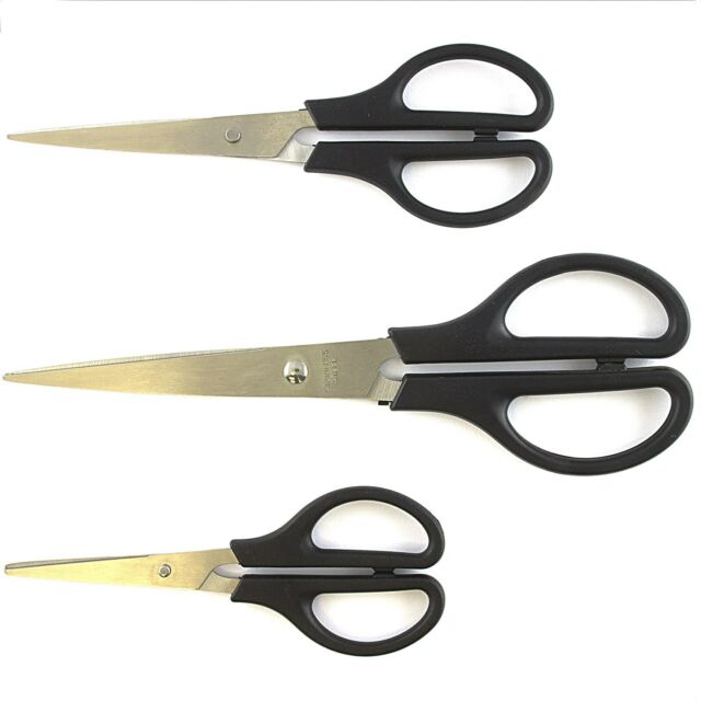 3 PC HOUSEHOLD SCISSORS SET School Office Cutting Sewing Arts Crafts Kitchen