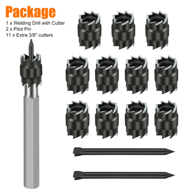 14x 3/8" Spot Weld Double Sided Cutter Remover HSS Drill Bit Welder Cut Tool Kit