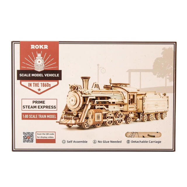 Steam Express Train 3D Wooden Puzzle Mechanical Model Kits Brain Teaser Puzzles