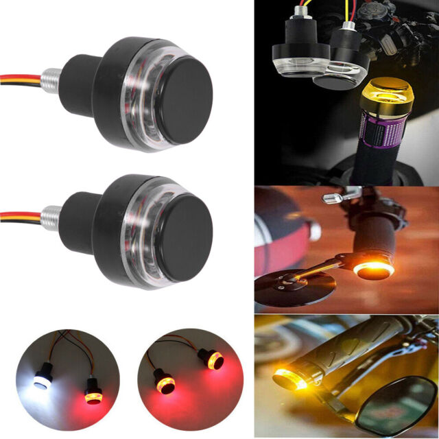 2PCS&Motorcycle Turn Signal LED Light Indicator Blinker Handle Bar End Handlebar