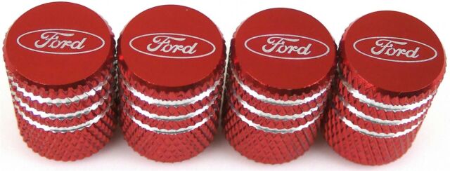 4x Ford Tire Valve Stem Caps For Car, Truck Universal Fitting (Red)