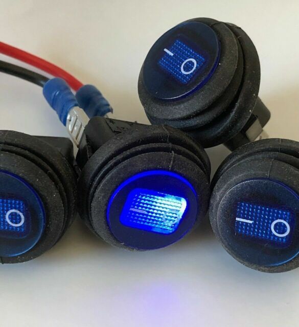 3 pcs Blue LED 12V 20A Car Boat ON/OFF Round Waterproof Rocker Toggle Switch US