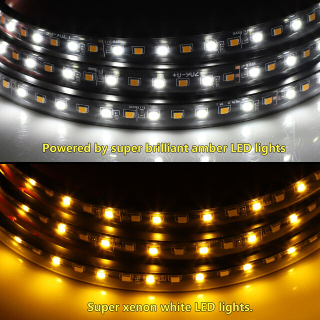 2Pcs 70" Running Board LED Light DRL Side Step Strip Bar Amber White Turn Signal