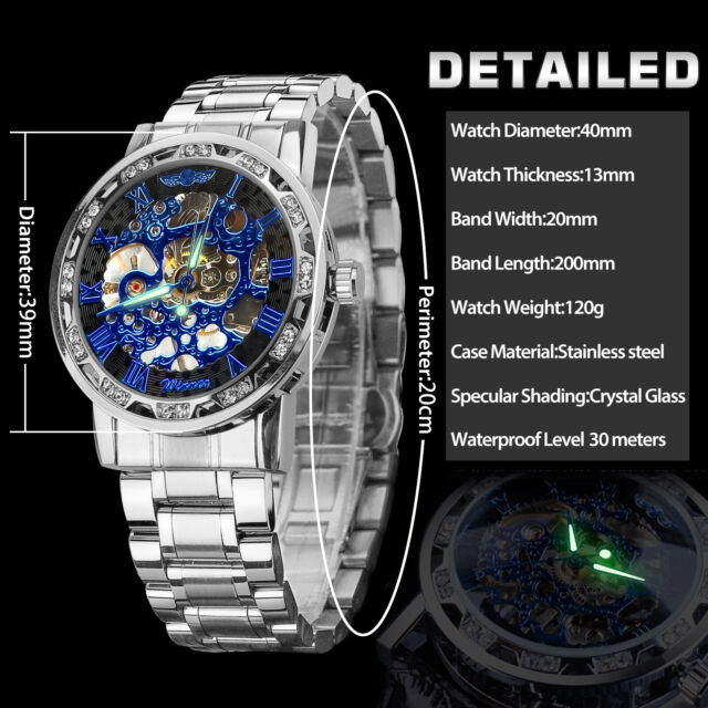 WINNER Men Luxury Stainless Steel Automatic Mechanical Wrist Watch Business Gift