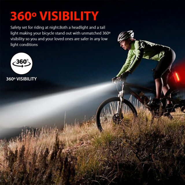 USB Rechargeable LED Bicycle Headlight Bike Head Light Front Rear Lamp Cycling