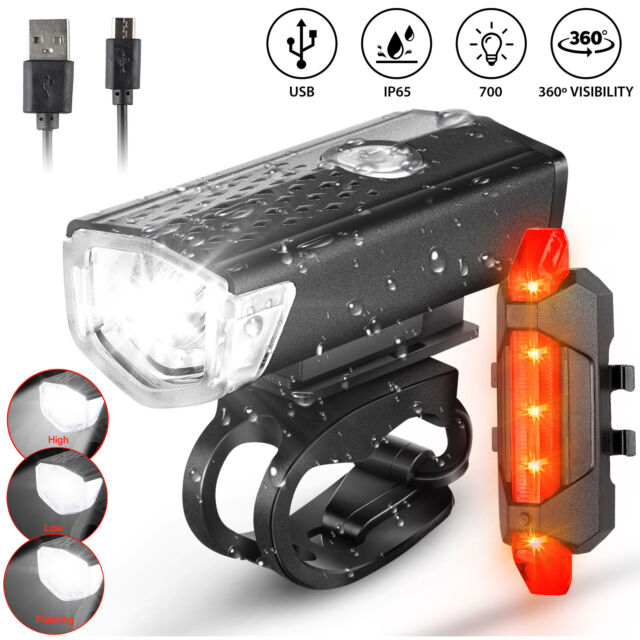 USB Rechargeable LED Bicycle Headlight Bike Head Light Front Rear Lamp Cycling