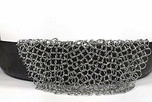 Cast Iron Skillet Cleaner Chainmail Scrubber With Hanging Ring Rust-Free