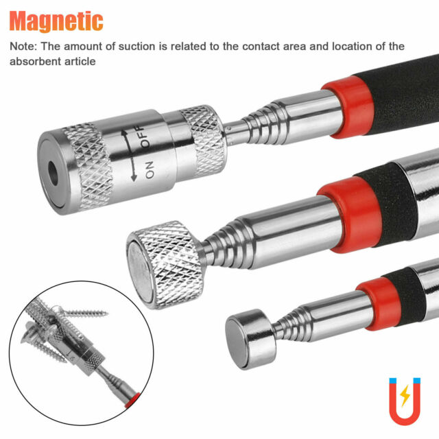 3x Magnetic Pickup Tool Telescopic Magnet Pickup LED Light Stick Grabber Extend