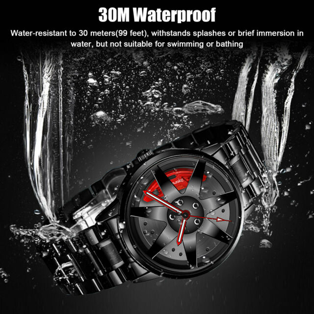 Luminous Men Car Wheel Fashion Watch Analog Quartz Stainless Steel Wrist Watches