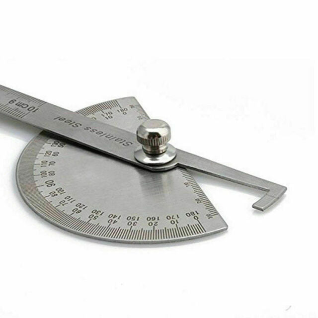 SAE Stainless Steel 180 degree Protractor Angle Finder Rotary Measuring Ruler