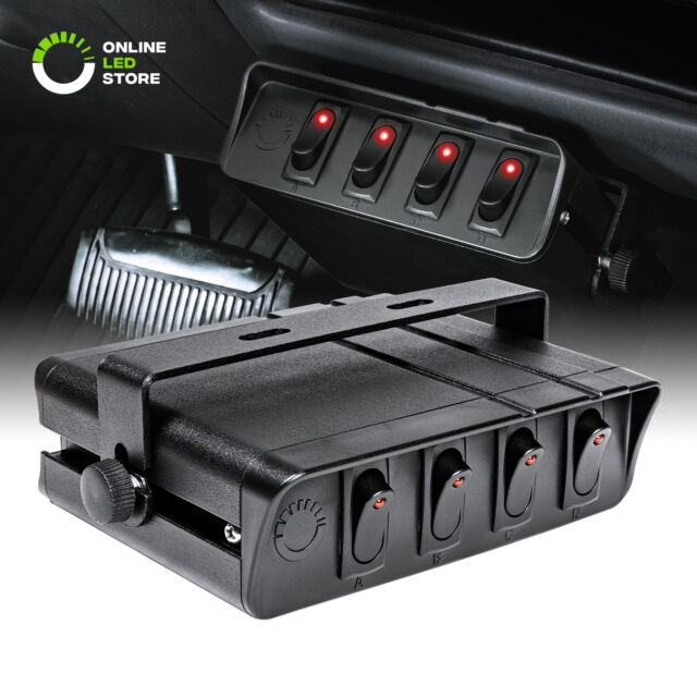 4-Gang 12V DC 20A ON/OFF Rocker Switch Box For Jeep Auto Automotive Car