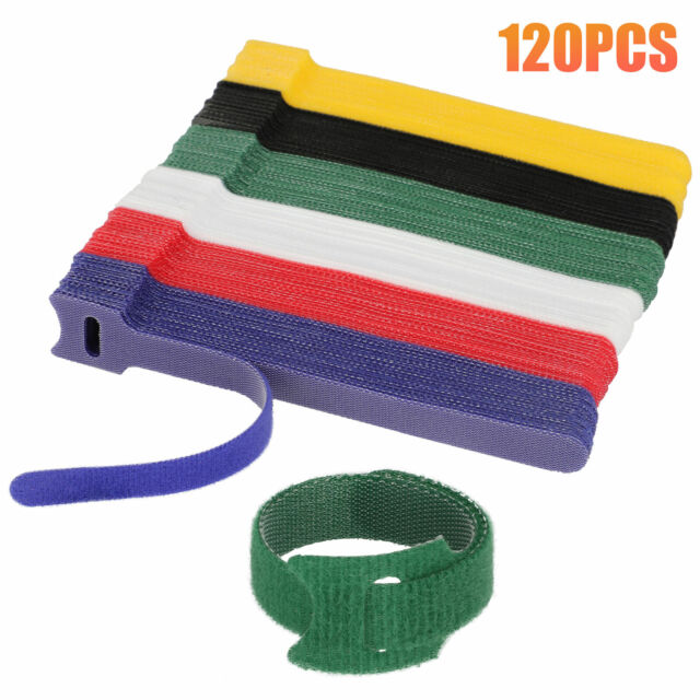 120pcs Reusable Cable Cord Ties Nylon Straps Organizer Wraps 6 Colors 6''x0.47''