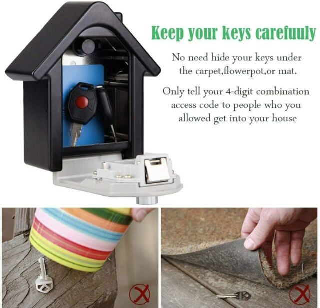 4 Digit Combination Key Lock Box Wall Mount Safe Security Storage Case Organizer