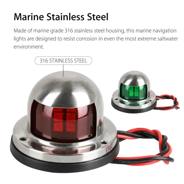 2pcs Red Green Navigation 16 LED Marine Bow Boat 12V Yacht Pontoon Bright Lights