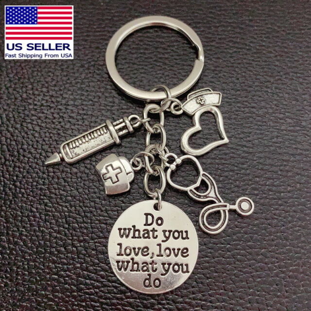 Nurse / Doctor Appreciation Keychain Gift - Heart Cap Stethoscope Charms