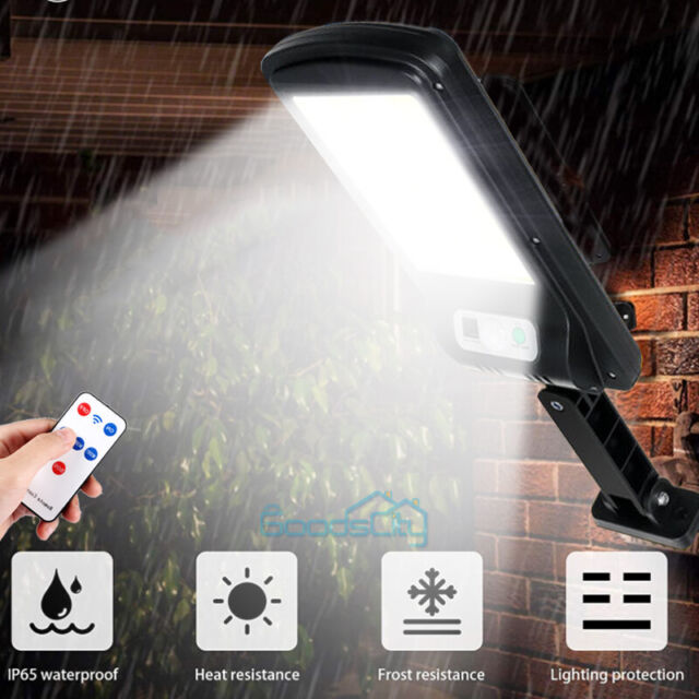 Solar LED Street Light Motion Sensor Remote Control Garden Outdoor Wall Lamp A+