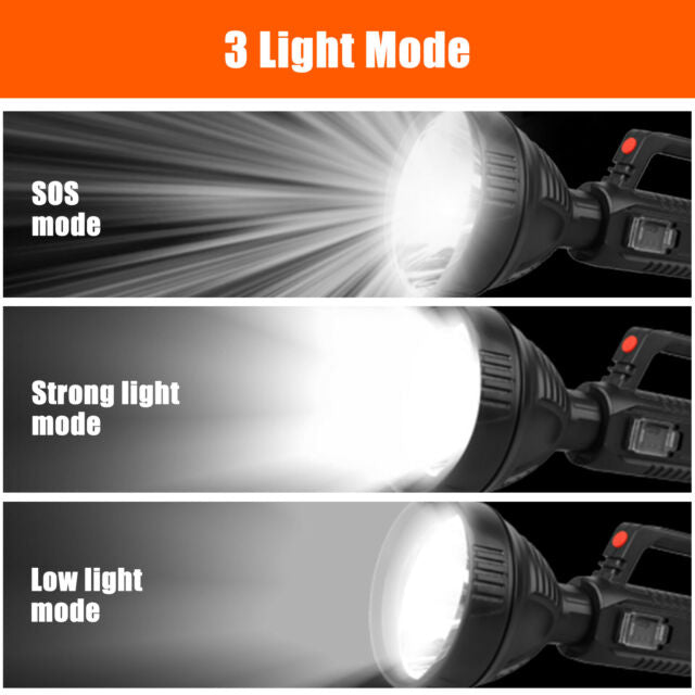 Rechargeable LED Searchlight Portable Super Bright Handheld Spotlight Flashlight