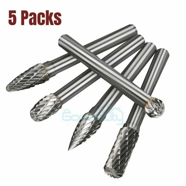 1/4'' Double Cut Tungsten Steel Carbide Rotary Burr Die Grinder Shank Bit Set US