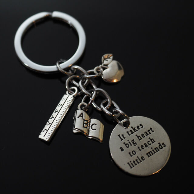 Teacher Love Thanks Student Keychain Key Chain Ring Big Heart Little Minds Gift