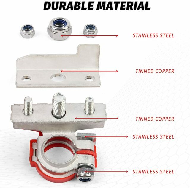 Car Marine Top Post Battery Terminals Clamp Connectors Positive Negative Ends