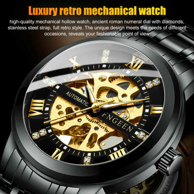 Waterproof Men's Luxury Automatic Mechanical Classic Stainless Steel Wristwatch