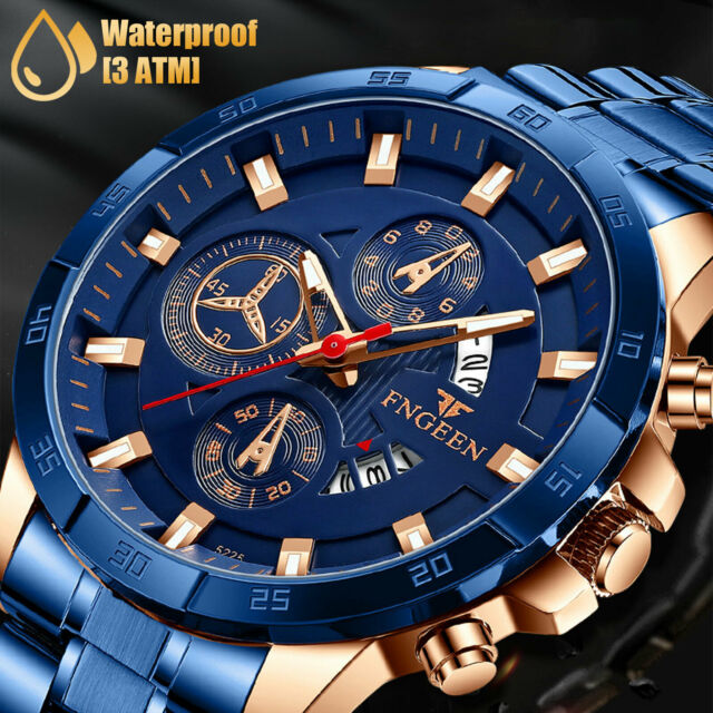 Waterproof Men's Watch Relojes De Hombre  Stainless Steel Classic Quartz Watches