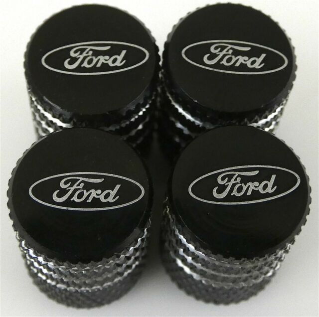 4x Ford Tire Valve Stem Caps For Car, Truck Universal Fitting (Black)