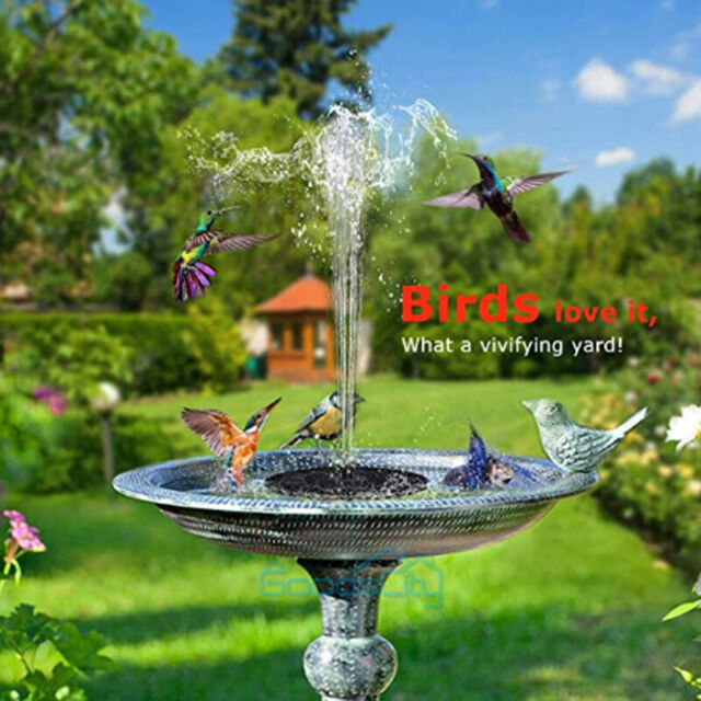 Bird Bath Fountain Solar Powered Water Pump Floating Outdoor Pond Garden Pool