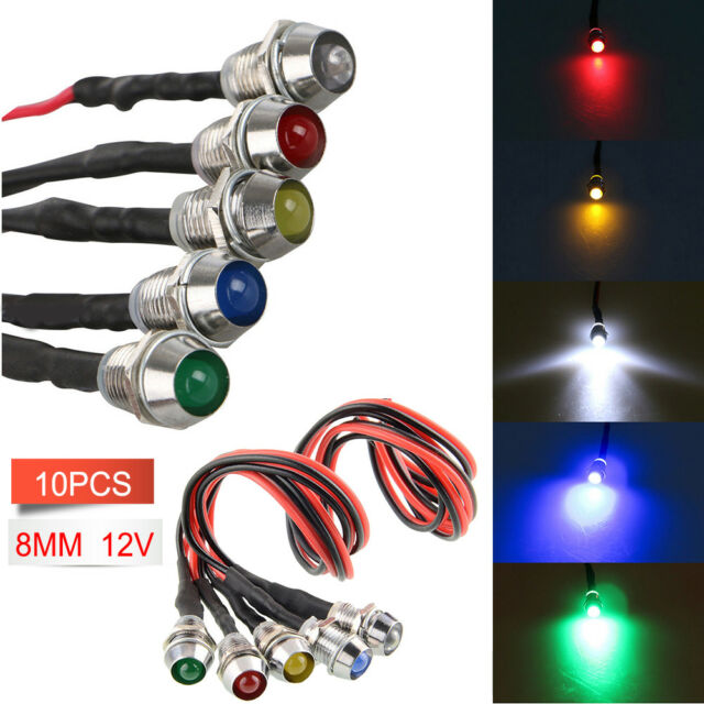 10x 12V Led Panel Indicator Lights Lamp Pilot Dash Directional Car Truck Boat US