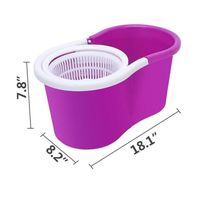 360°Rotating Head Easy Magic Floor Mop Bucket 2x Head Microfiber Spinning US