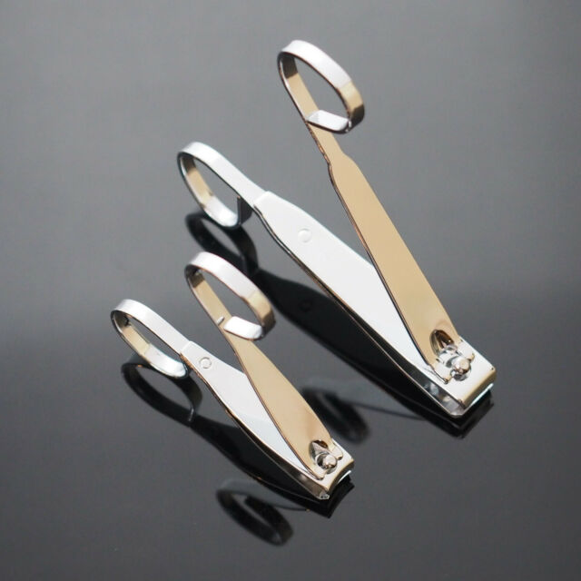 2pcs Set - Easy Handle Grip Toe Finger Nail Clipper Flat & Bend Stainless Steel