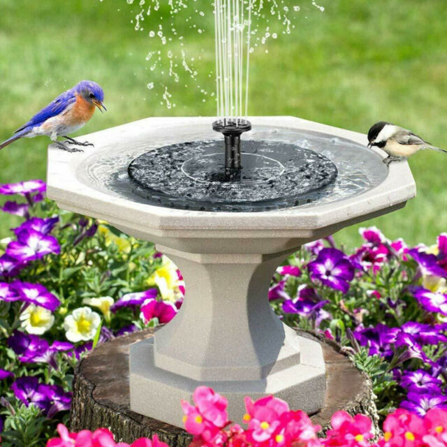 Bird Bath Fountain Solar Powered Water Pump Floating Outdoor Pond Garden Pool