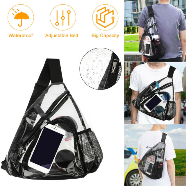 Clear PVC Sling Bag Transparent Stadium Shoulder Crossbody Backpack Adjustable