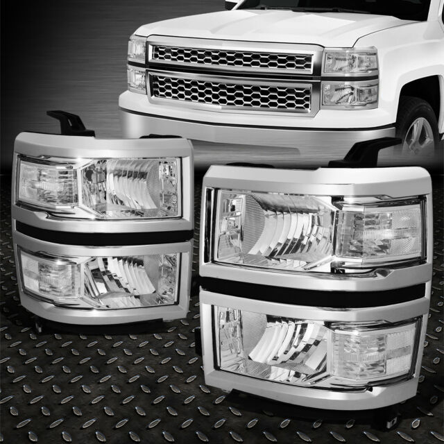 For 14-15 Chevy Silverado 1500 chrome housing clear corner headlight head lamps