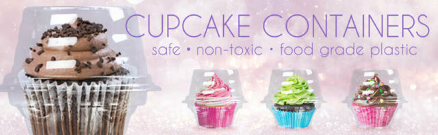 100x Plastic Individual Cupcake Container Clear Boxes Single Compartment Carrier