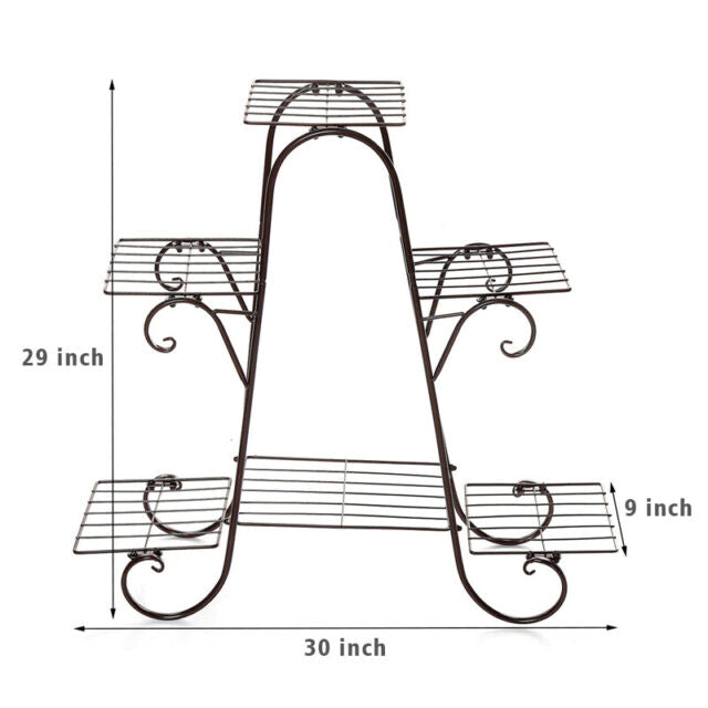 USA 6Tiers Metal Plant Stand Flower Pot Display Holder Shelf Home Garden Balcony