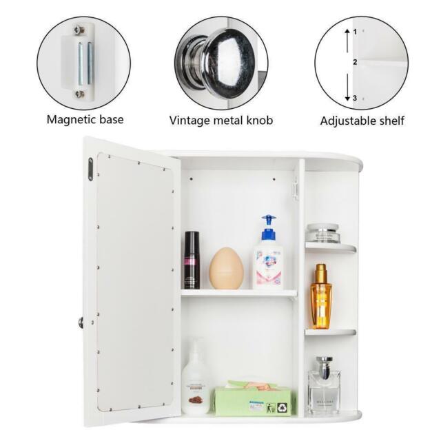 FCH Bathroom Wall Mirror Cabinet Medicine Cabinet Multipurpose Storage Organizer