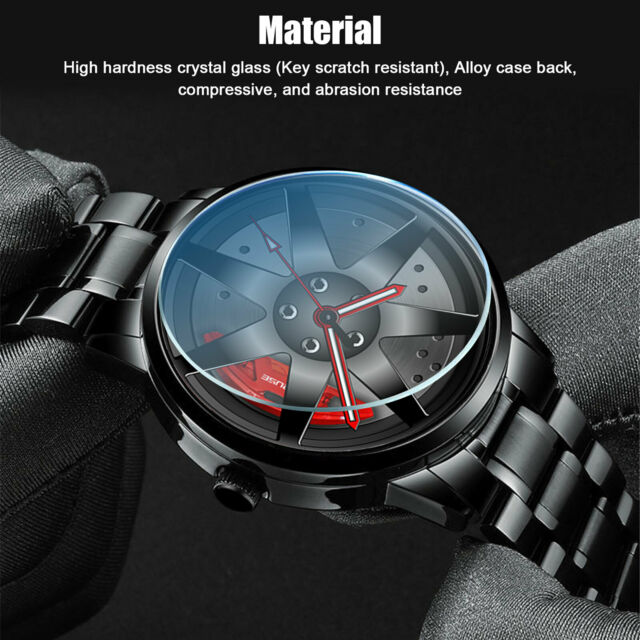 Luminous Men Car Wheel Fashion Watch Analog Quartz Stainless Steel Wrist Watches