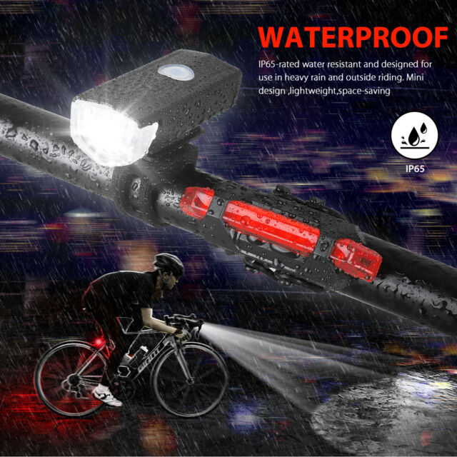 2 Sets USB Rechargeable LED Bicycle Headlight Bike Front Rear Lamp Cycling USA