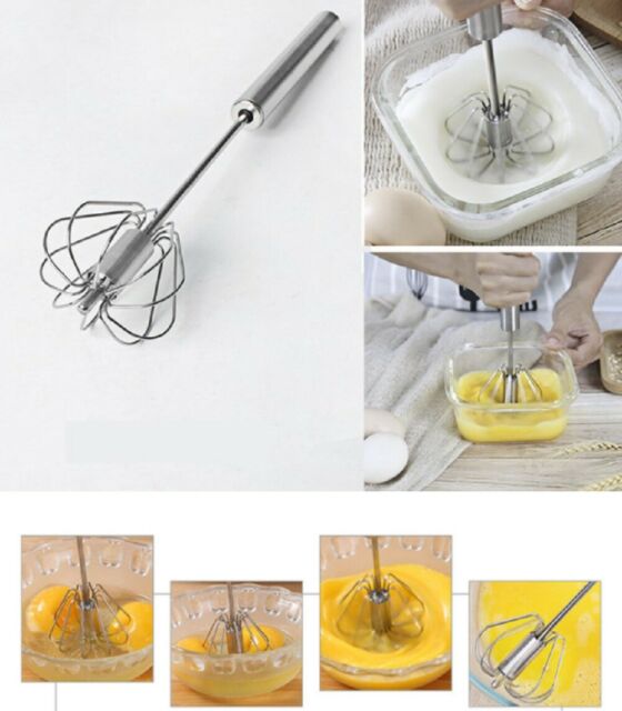 Semi-Automatic Egg Whisk Hand Push Egg Beater Stainless Steel Blender Mixer Whisk 10"