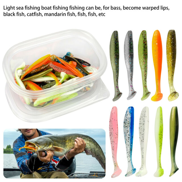 50Pcs 5.5cm Soft Silicone T-tail Fishing Swimbaits Lures Mixed-color Fish Bait