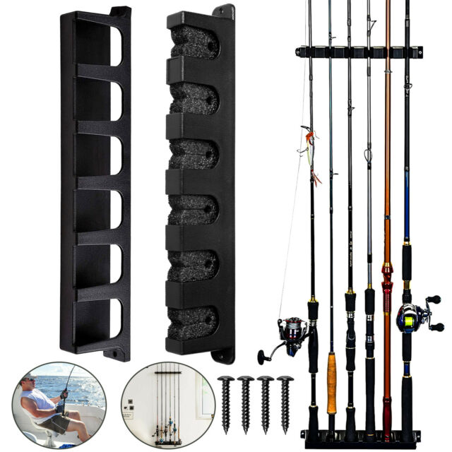 Fishing Rod Rack Vertical Holder Horizontal Wall Mount Boat Pole Stand Storage